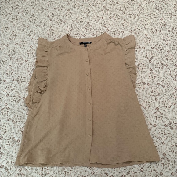 Talbots Beige Ruffle Button-Down Blouse - Picture 2 of 3